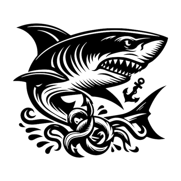 Ilustración vectorial de tiburón de un diseño de logotipo01