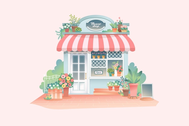 Ilustración vectorial de la tienda de flores
