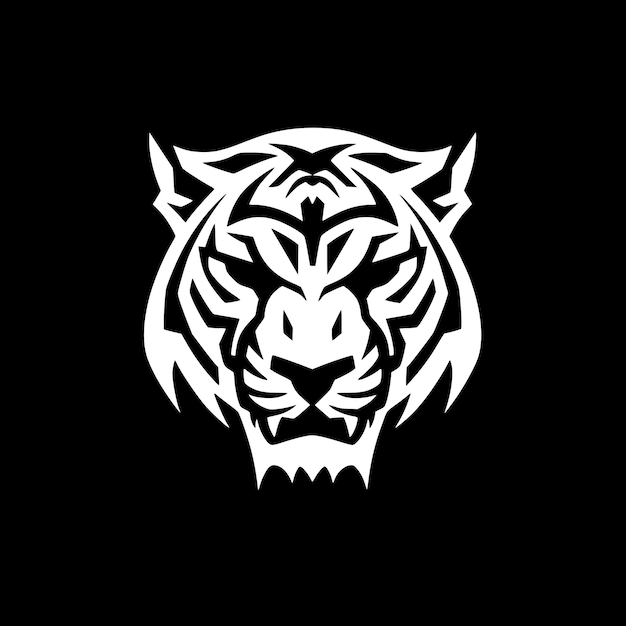 Ilustración vectorial de tigre en blanco y negro