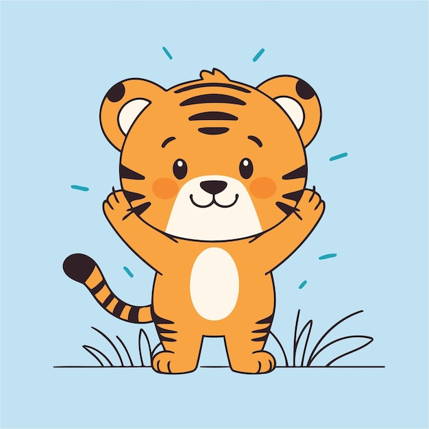 Ilustración vectorial de tigre para libros de cuentos para niños