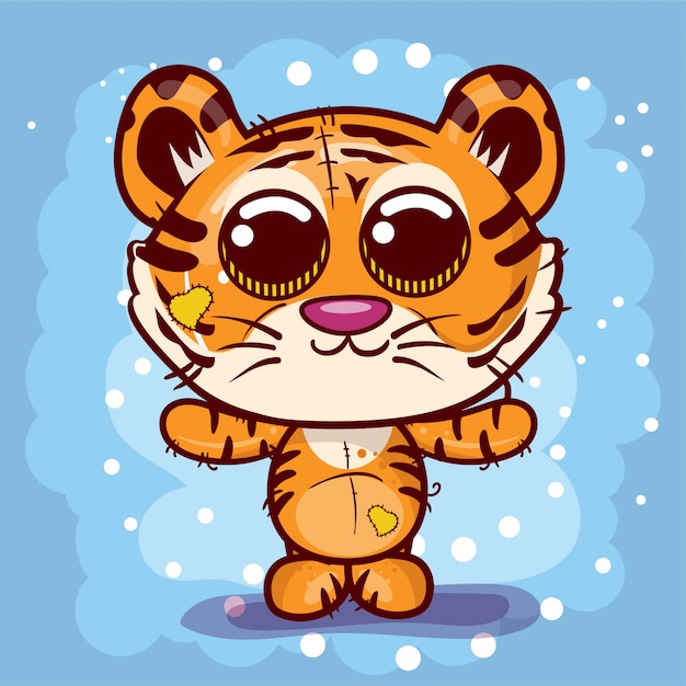 Vector ilustración vectorial de un tigre lindo. - vector