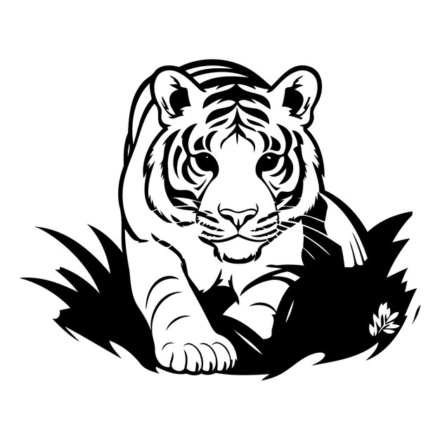 Vector ilustración vectorial de un tigre sobre fondo blanco animal salvaje en la selva