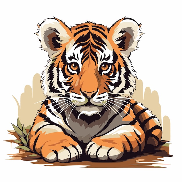 Ilustración vectorial de un tigre tendido en el suelo Animal salvaje