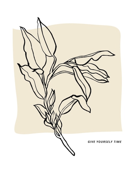 Ilustración vectorial tinta carteles florales con rama floral Arte para para impresiones arte de pared fondo de estandarte.
