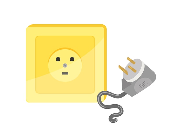 Ilustración vectorial de tipo K aislada en blanco de enchufes eléctricos de triple cable