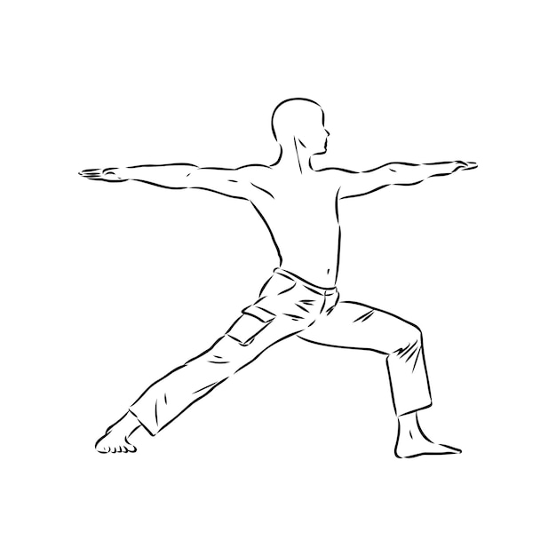 Ilustración vectorial de un tipo que realiza ejercicios de tai chi y qigong