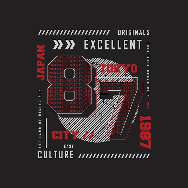Ilustración vectorial y tipografía de Tokio perfecta para camisetas, sudaderas con capucha, impresiones, etc.