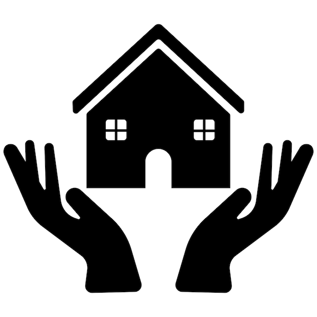 Ilustración vectorial del título de una casa negra sobre un fondo transparente