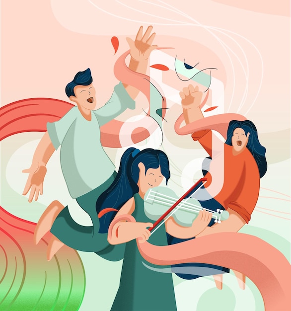 ilustración vectorial tocando música