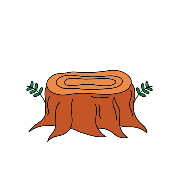 Ilustración vectorial de tocón de árbol de niños de color dibujado a mano