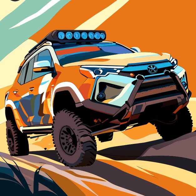 Vector ilustración vectorial de todo el cuerpo de la camioneta toyota revo