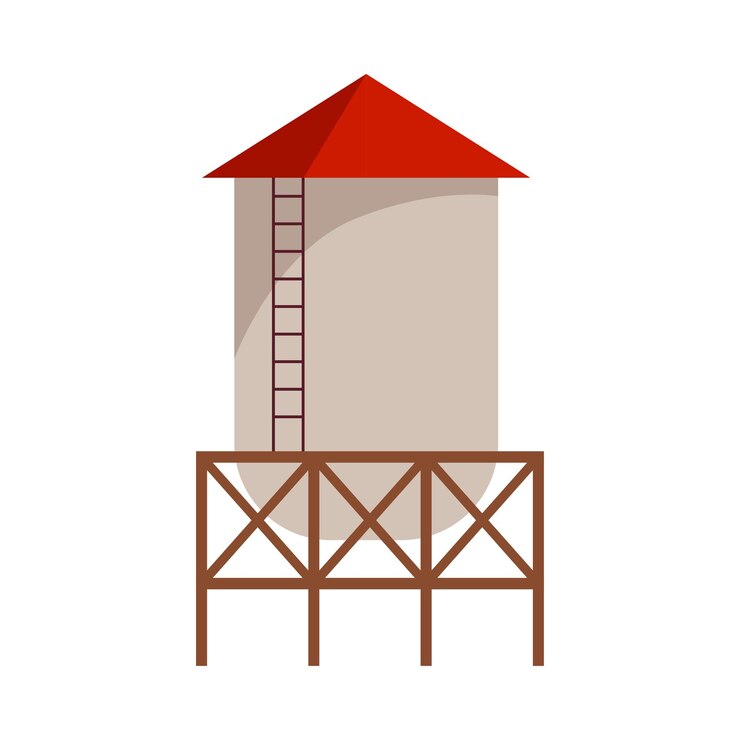Vector ilustración vectorial de la torre de agua metálica o del tanque de agua