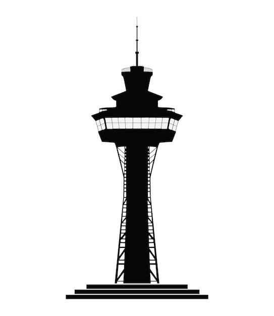 Ilustración vectorial de la torre de control del aeropuerto