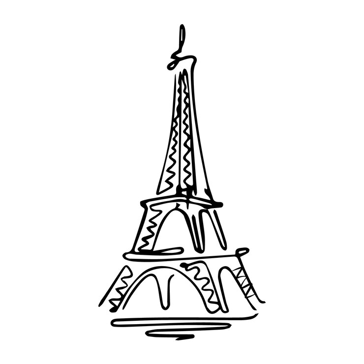 Vector ilustración vectorial de la torre eiffel dibujada a mano