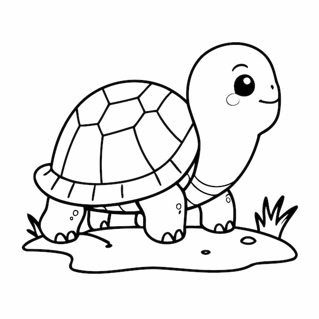 Ilustración vectorial de tortuga, dibujada a mano, ideal para fichas para colorear infantiles