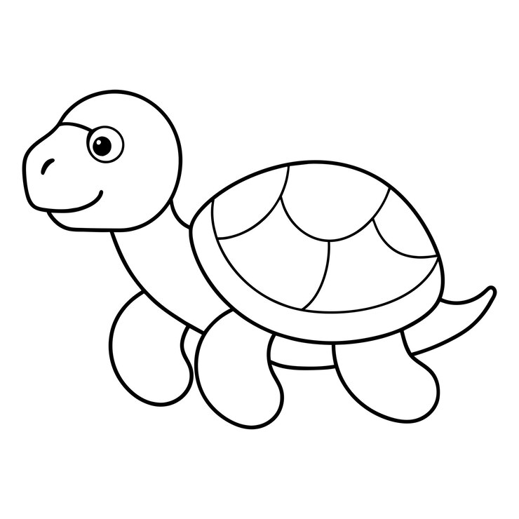 Vector ilustración vectorial de tortuga libro o página para colorear en blanco y negro para niños
