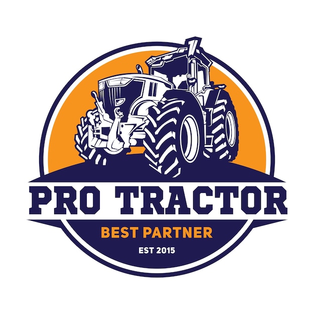 Ilustración vectorial de tractor agrícola perfecta para el diseño del logotipo de la empresa de alquiler de equipos y la granja