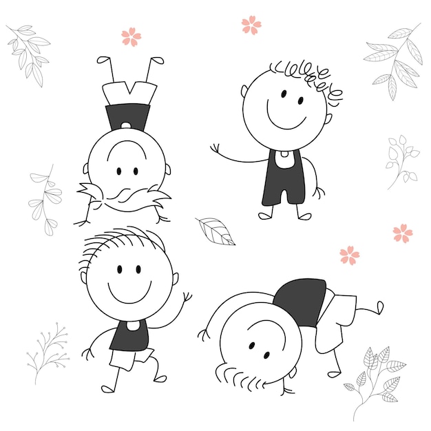 Ilustración vectorial tradicional de un niño con una gran sonrisa