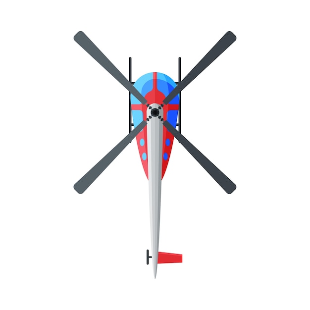 Ilustración vectorial de transporte aéreo desde arriba de un helicóptero en vuelo