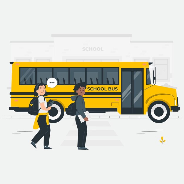 Vector ilustración vectorial del transporte público concepto para el negocio del transporte ilustración de autobuses escuela