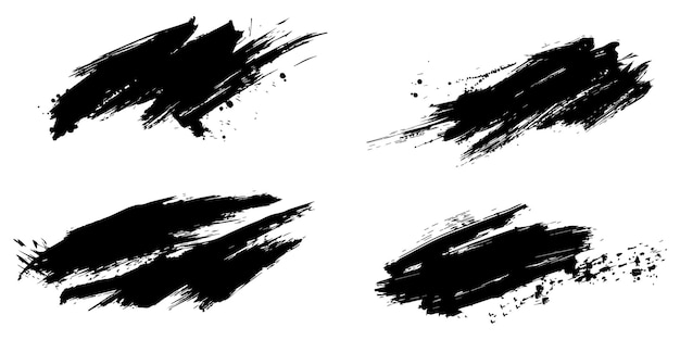 Ilustración vectorial de trazo de pincel negro sobre fondo blanco