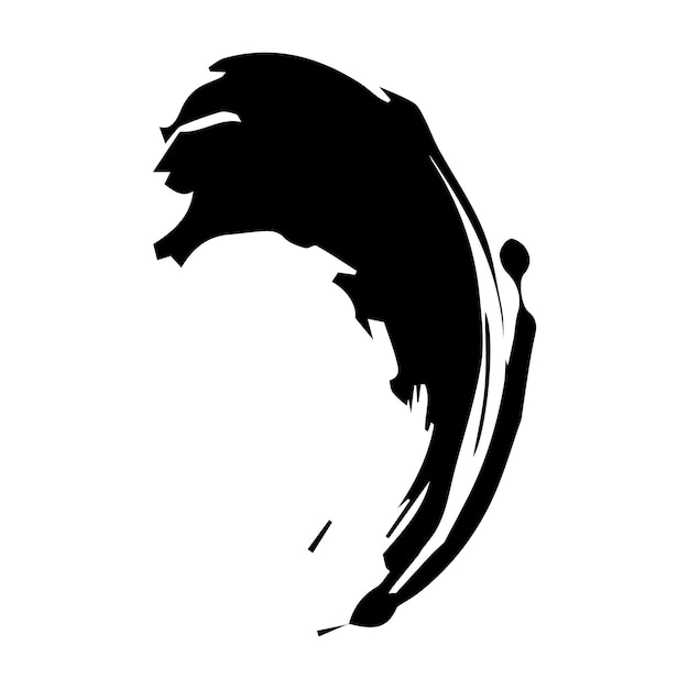Ilustración vectorial de trazo de pincel de pintura negra en un fondo blanco abstracto