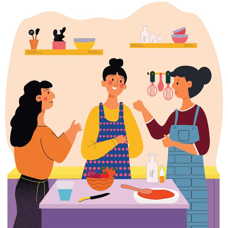 Vector ilustración vectorial de tres amigos pasando el rato juntos y divirtiéndose mucho