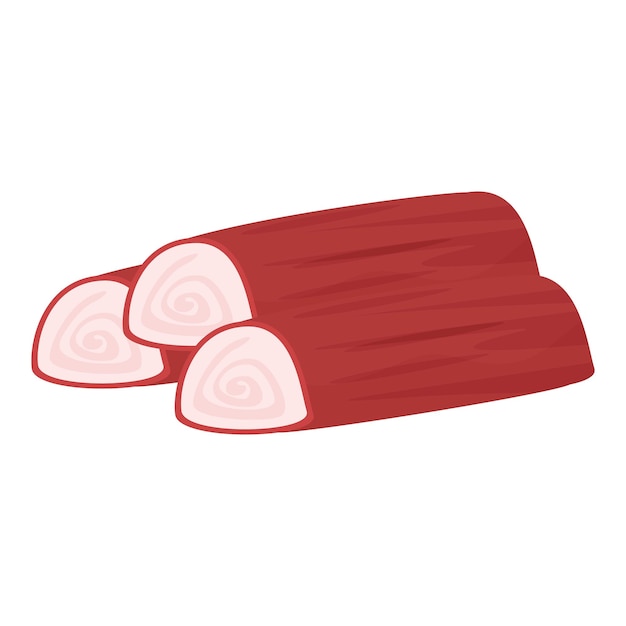 Ilustración vectorial de tres rebanadas de jamón al estilo de dibujos animados perfectas para diseños relacionados con la comida