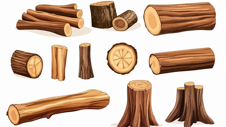 Vector ilustración vectorial de troncos de madera de dibujos animados