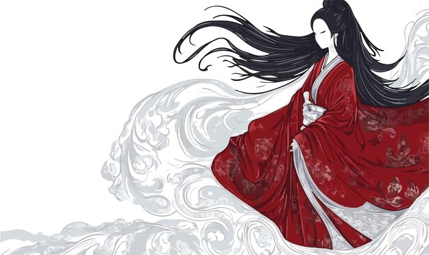 Ilustración vectorial de Tsukiyomi El dios japonés de la luna