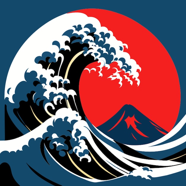 Vector ilustración vectorial del tsunami