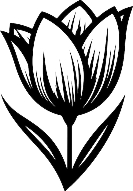 Ilustración vectorial de tulipanes de contorno negro