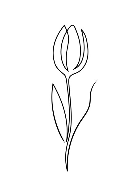 Vector ilustración vectorial de tulipanes de una línea dibujada a mano al estilo minimalismo