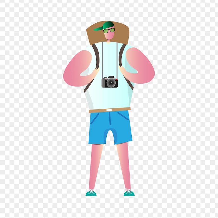Vector ilustración vectorial de un turista en un fondo transparente