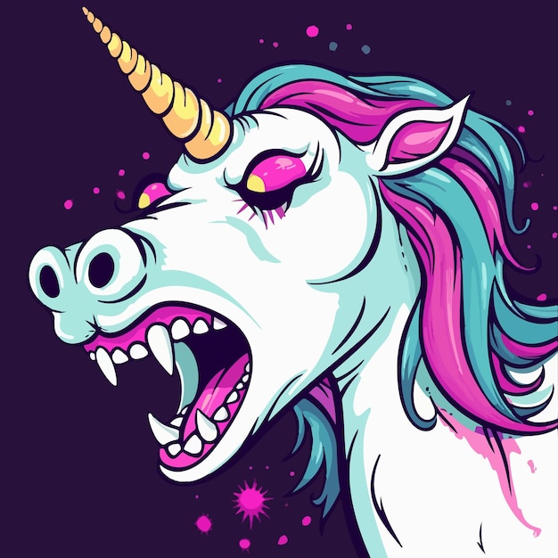Ilustración vectorial de un unicornio caprichoso y excéntrico