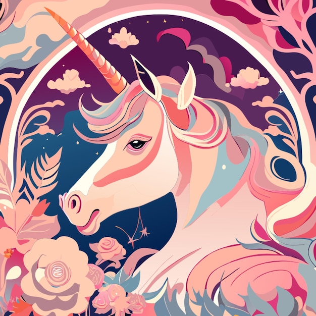 Ilustración vectorial de unicornio lsd