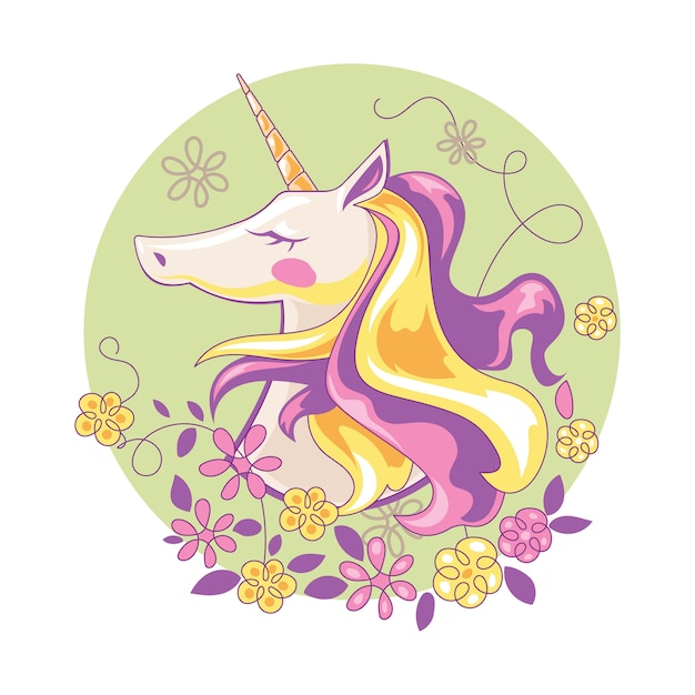 Ilustración vectorial de unicornios lindos