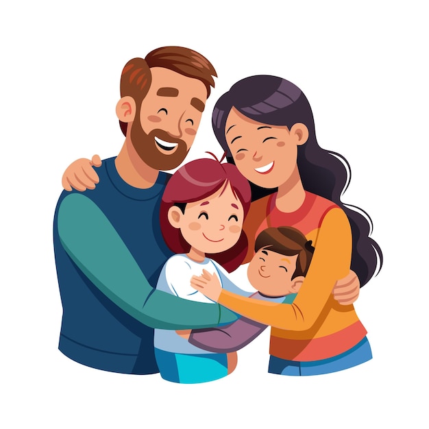 Ilustración vectorial de la unión familiar y la paternidad