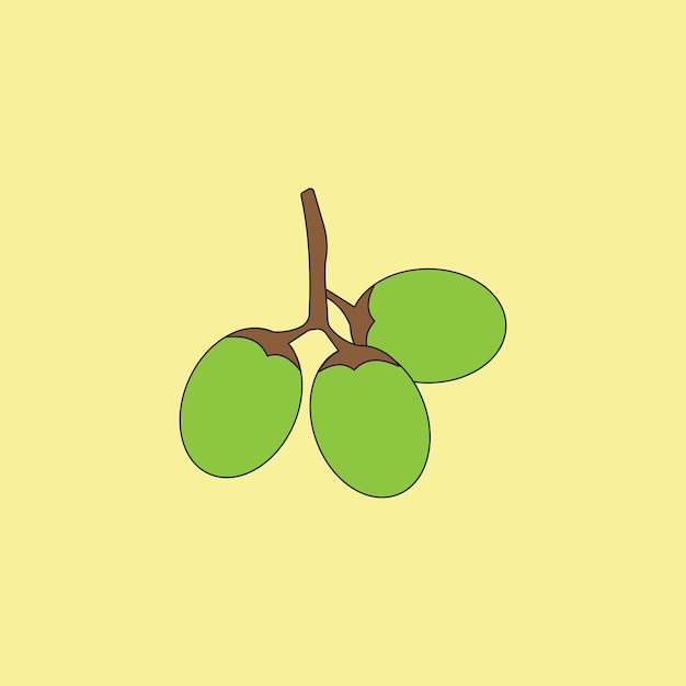 Ilustración vectorial de uvas verdes sobre fondo amarillo Frutas frescas saludables
