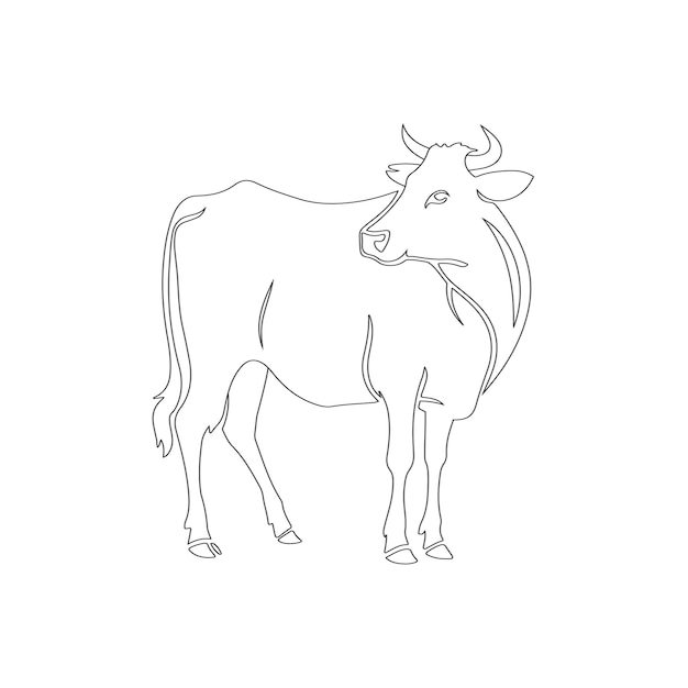 Ilustración vectorial de la vaca para colorear páginas