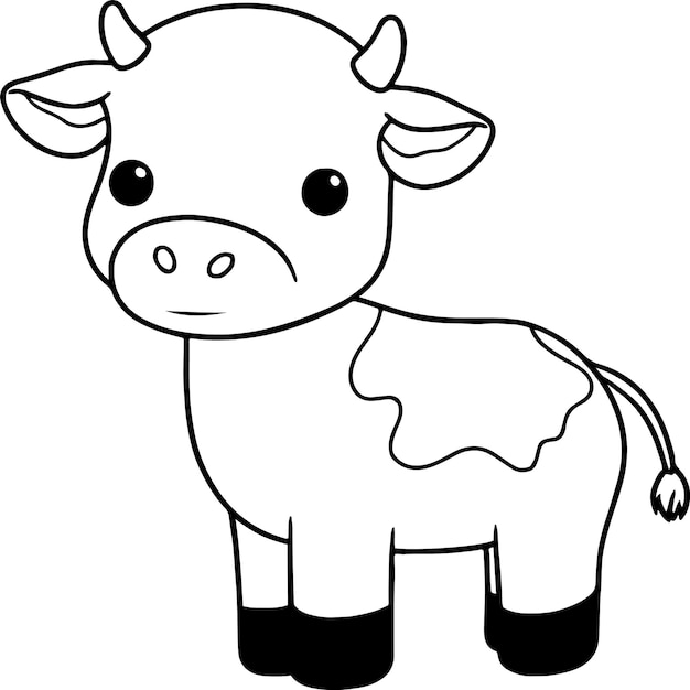 Ilustración vectorial de vacas Contorno en blanco y negro Libro o página para colorear vacas para niños