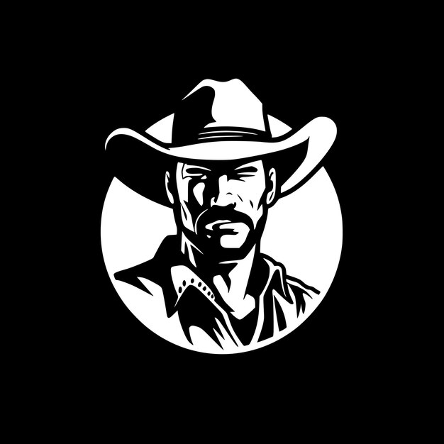 Vector ilustración vectorial de vaquero en blanco y negro