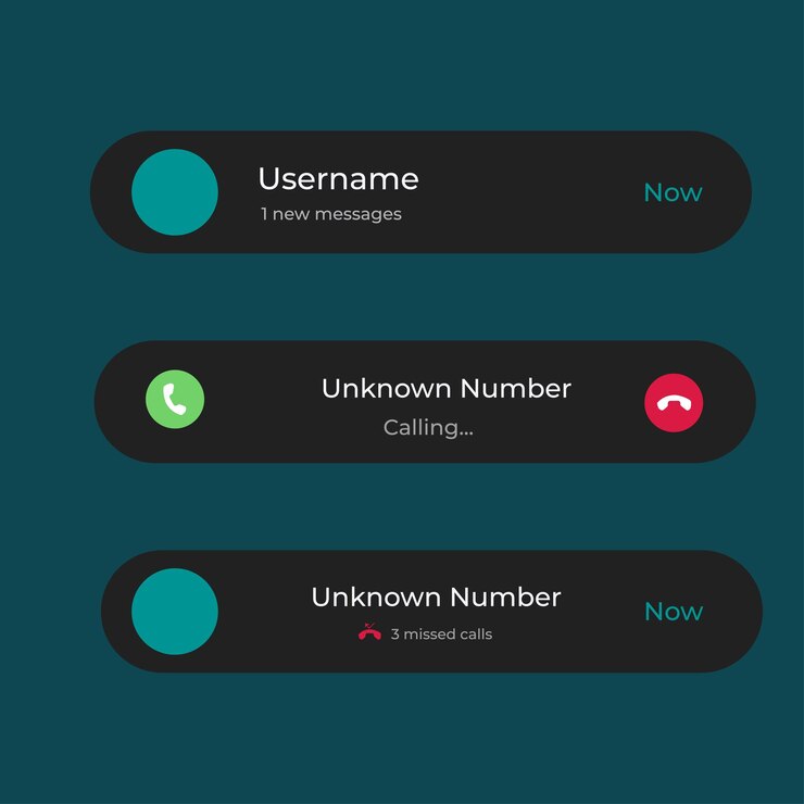 Vector ilustración vectorial varios tipos de notificación de llamada