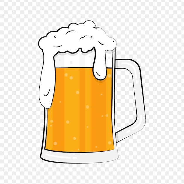 Ilustración vectorial de un vaso de cerveza sobre un fondo transparente