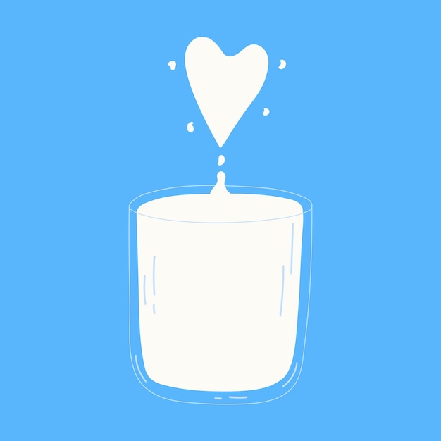 Ilustración vectorial de un vaso de leche dibujado a mano de un producto lácteo en estilo de dibujos animados planos