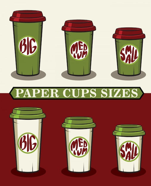 Ilustración vectorial de vasos de papel para café para llevar