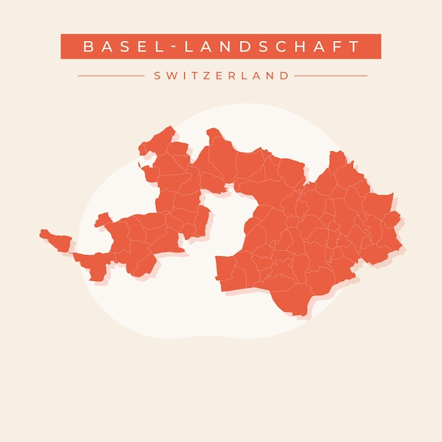 Ilustración vectorial del vector del mapa BaselLandschaft de Suiza
