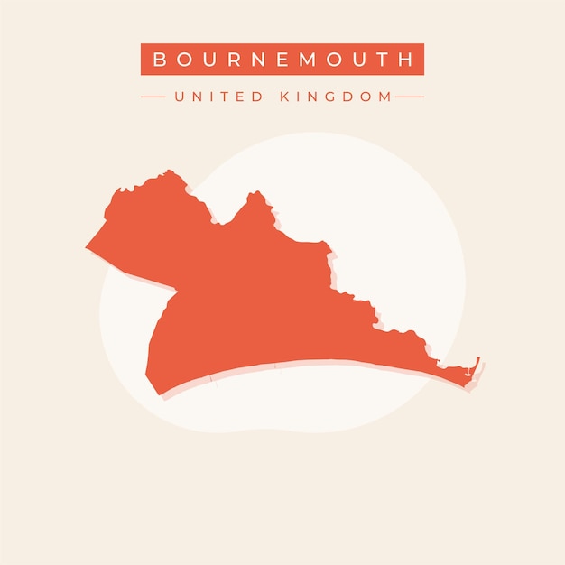 Ilustración vectorial del vector del mapa de Bournemouth Reino Unido