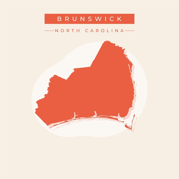 Ilustración vectorial del vector del mapa de Brunswick en Carolina del Norte