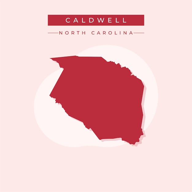 Ilustración vectorial del vector del mapa de Caldwell en Carolina del Norte